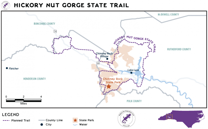 Hickory Nut Gorge Trail Map