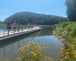 Boardwalk with people walking