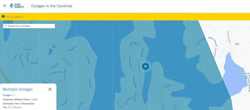 Duke Energy Power Outage Map 051024 at 1222PM