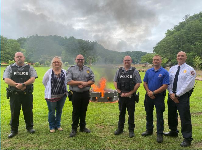 Police Department and Fire Department at the Flag Retirement Ceremony