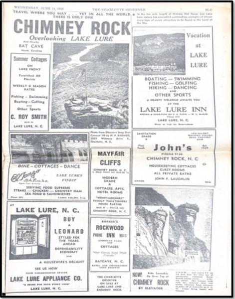 Figure 6 Advertisement for Chimney Rock, NC