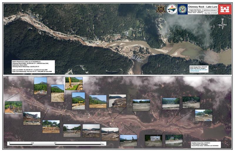 Map of USACE Debris Removal in Lake Lure and Chimney Rock