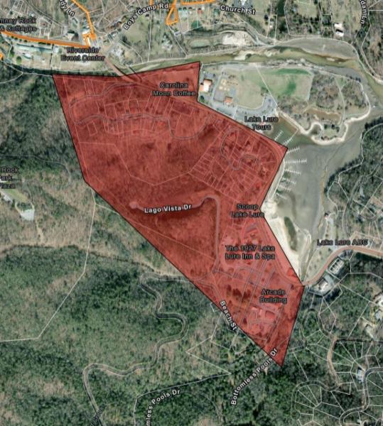 Planned Water Disruption and Boil Advisory 112024 - Impacted Area in Red