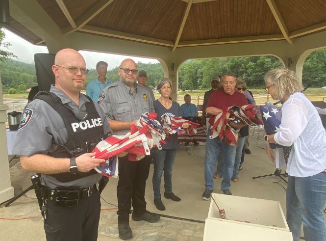 Preparing to Retire Flags