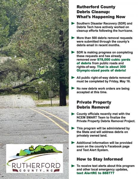 Check out this important information on debris removal from roadways and private property in Rutherford County! 
