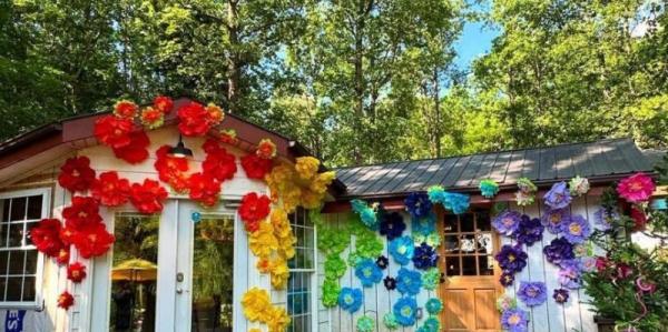 Grey Hawk Entry - Decorated for Pride Festival