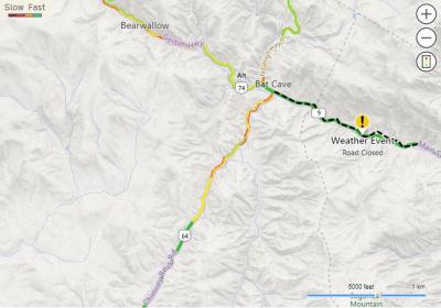 NCDOT Map of Highway 64 - Bat Cave
