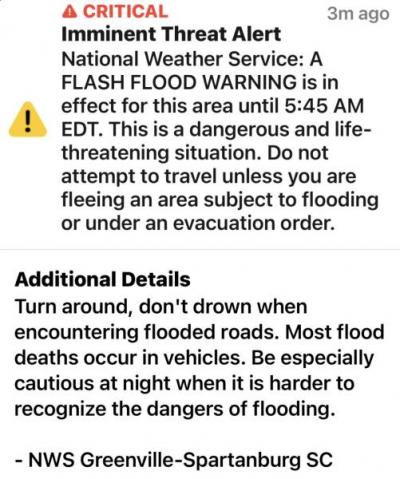 imminent Threat alert 