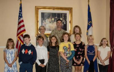 Students with Mayor Pritchett and Col Morgan