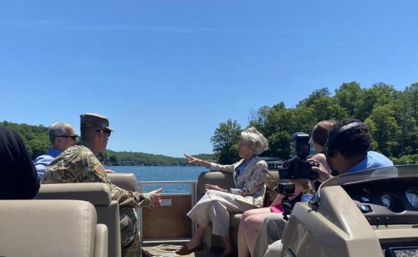 Mayor Pritchett on Boat Ride with Governor Stein and Col Morgan