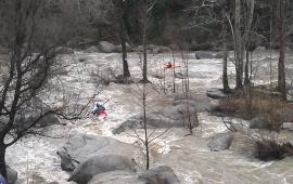 Kayaks On Swollen Rocky Broad