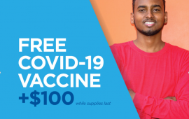 Poster for Free COVID-19 Vaccines and $100 Cash Cards
