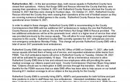 Rutherford County Press Release EMS Services