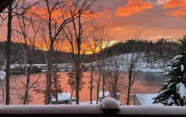 Snowy Sunrise Over Lake Lure by Maria DiOrio