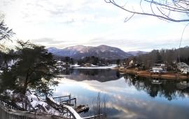 Snowy Lake Lure scene