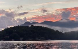 Lake Lure with Heart Shaped Cloud by Joan Scott