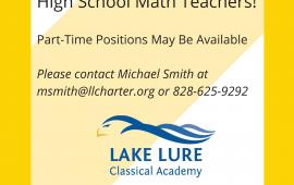 Lake Lure Classical Academy Recruitment for a High School Math Teacher
