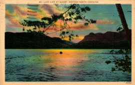 1943 Postcard of a Sunset in Lake Lure