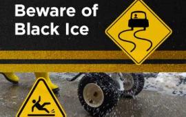 Beware of black ice sign