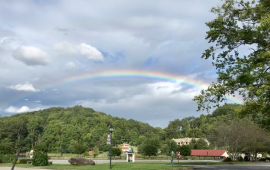 Rainbow over Lake Lure by Janie Bell
