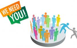 Graphic with images of people and the message "We need You."