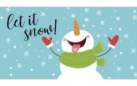 Let it snow sign with snowman