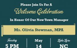 Welcome Celebration 5/14/24 at 5:00 In Honor Of Our New Town Manager Olivia Stewman
