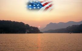 American Flag over Lake Lure