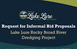 Request for Informal Bid Proposals - Lake Lure Rocky Broad River Dredging Project sign