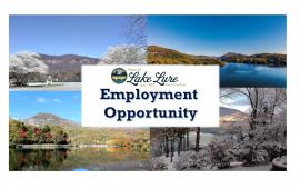 Lake Lure in all 4 Seasons with Employment Opportunity Sign in the center