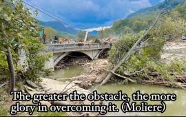 Memorial Highway Bridge with Debris from Hurricane Helene