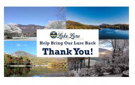 Lake Lure in all four seasons -Help Bring Our Lure Back - Thank you in center