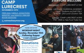 Free Community Meals at Camp Lurecrest - November 6 -12, 2024