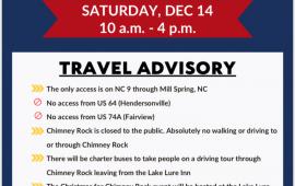  Chimney Rock Christmas Event Travel Advisory