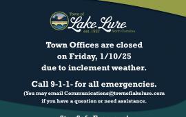 Town Offices Closed Friday, 1/10/25 Due To Inclement Weather sign