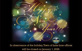 Happy New Year 2026 Town of Lake Lure Office Closure on 1/1/26