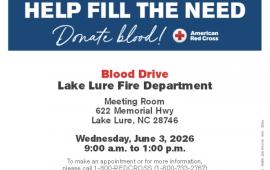 Blood Drive - Lake Lure Fire Department - 6/3/26 from 9 to 1