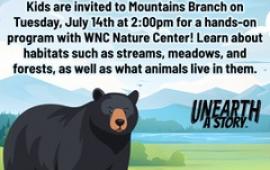 Mountains Branch Library Event - Animal Habitats - 7/14/26 at 2:00