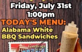 Mountains Branch Library Event - On the Menu with Maria - Alabama White BBQ Sandwiches  - 7/31/26 at 1:00