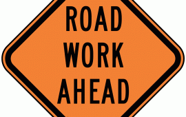 Orange Roadwork Ahead Sign
