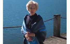 Mayor Carol Pritchett standing in front of the water
