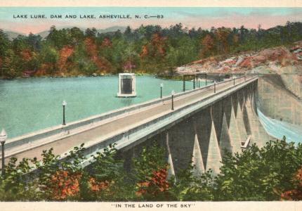 Vintage Lake Lure Dam Postcard