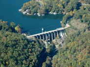  Lake Lure damn aerial view