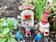 Sleds in the beds at the Flowering Bridge