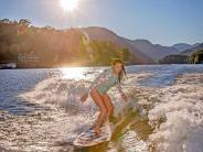 Photo of Genevieve Helms Wakesurfing in Lake Lure by Robbie Caponetto