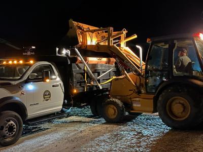 Public Works Crews preparing roads