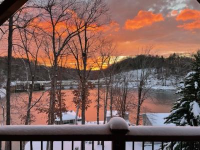 Snowy Sunrise Over Lake Lure by Maria DiOrio
