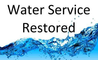 Water Service restored sign