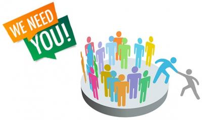 Graphic with images of people and the message "We need You."