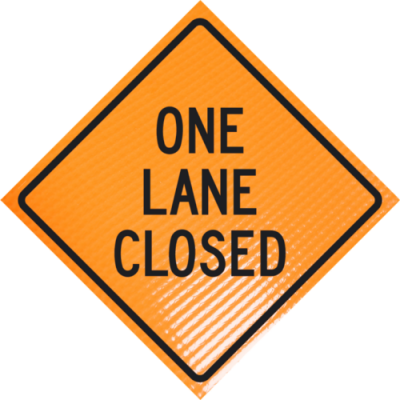One Lane Closed Sign